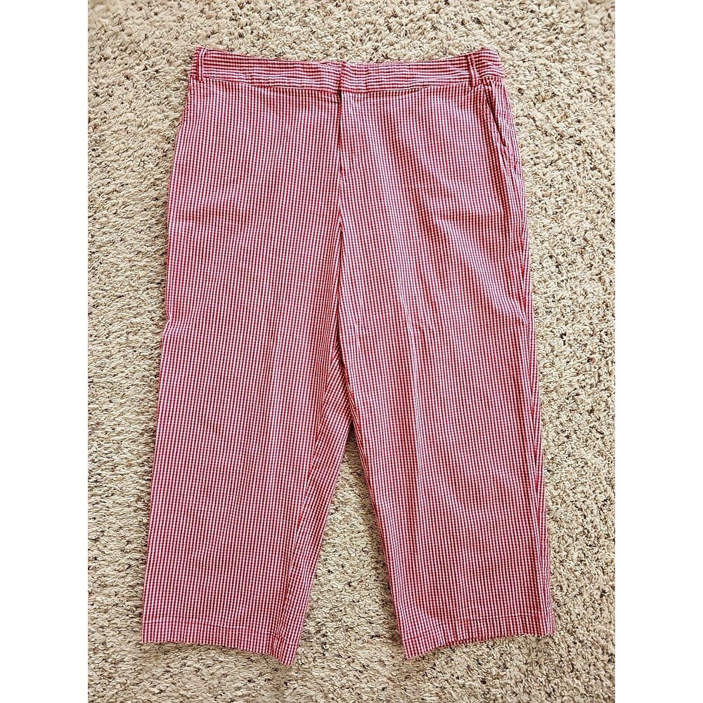 Vintage Sag Harbor Womens Red Gingham Cropped Pants 18 Cotton Country Picnic